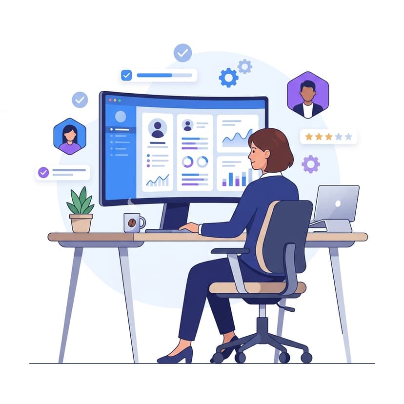 Recruiter reviewing candidate profiles on a dashboard